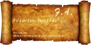 Fridrich Apolló névjegykártya